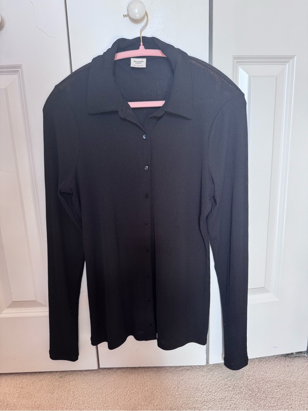 Abercrombie & Fitch Black Ribbed Long Sleeve Top